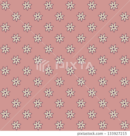 Cute White Flowers Seamless Background 133927215