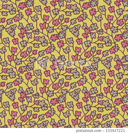 Playful Floral Vines Seamless Pattern Playful Floral Vines Seamless Pattern 133927221