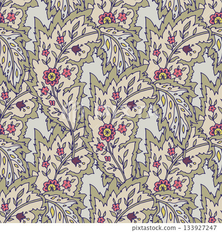 Handdrawn Leafy Floral Seamless Pattern Handdrawn Leafy Floral Seamless Pattern 133927247