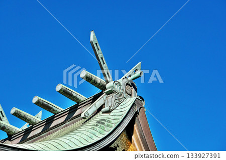 Hiratsuka City, Tamura Yasaka Shrine roof (winter, December) 133927391