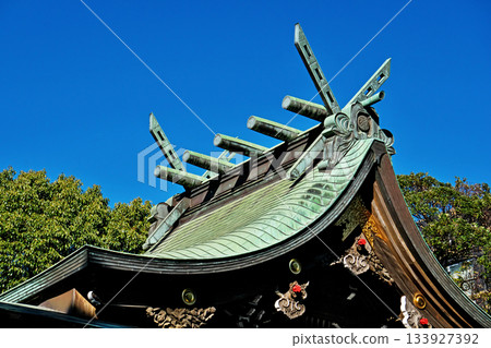 Hiratsuka City, Tamura Yasaka Shrine roof (winter, December) 133927392