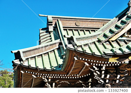Hiratsuka City, Tamura Yasaka Shrine roof (winter, December) 133927400