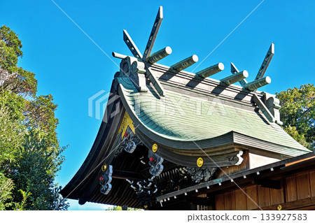 平塚市田村八坂神社屋頂(冬季、12月) 平塚市田村八坂神社屋頂(冬季、12月) 133927583