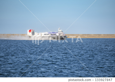 Hovercraft sailing in Beppu Bay and maritime traffic in Oita City Hovercraft sailing in Beppu Bay and maritime traffic in Oita City 133927847
