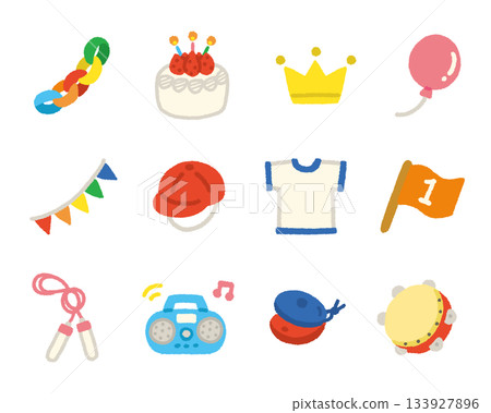 Kindergarten/Nursery School Recital Sports Day Event Icon Set Handwritten Cute Illustration Kindergarten/Nursery School Recital Sports Day Event Icon Set Handwritten Cute Illustration 133927896