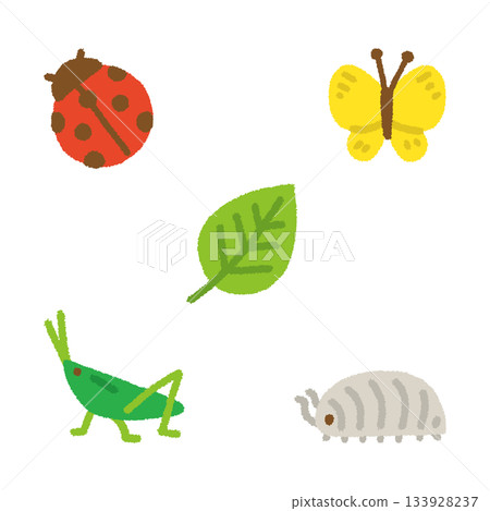 Cute insect icon set, hand-drawn pastel, cute illustrations for kids 133928237