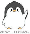 A Cute Cartoon Penguin Waving Hello - Line Color 133928245