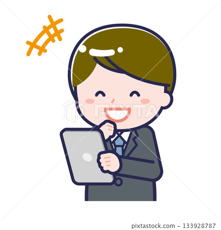 男性「上班族」正在使用平板電腦 133928787