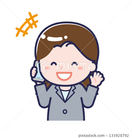 A female "office worker" using a smartphone 133928792