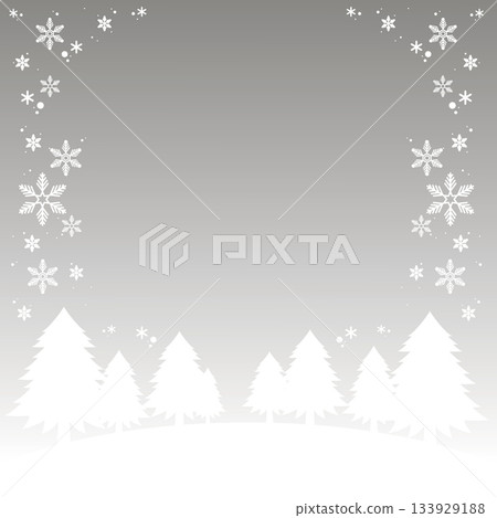 Silver and snowflake Christmas frame, copy space, background 133929188