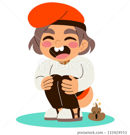 Cute Caganer Catalan Christmas Figure Cartoon Illustration Cute Caganer Catalan Christmas Figure Cartoon Illustration 133929553