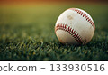 草地上的髒棒球 133930516