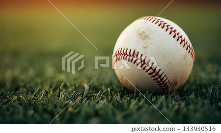 Dirty baseball on the grass Dirty baseball on the grass 133930516