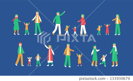 家庭冬季插畫集 133930679