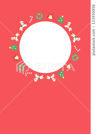 Cute Christmas-themed round frame postcard (red, transparent) Cute Christmas-themed round frame postcard (red, transparent) 133930956
