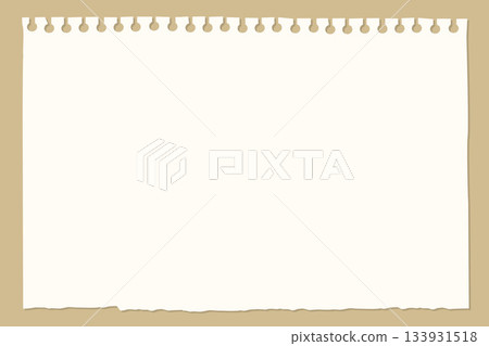 牛皮紙背景上的撕碎的白色筆記本紙框 133931518