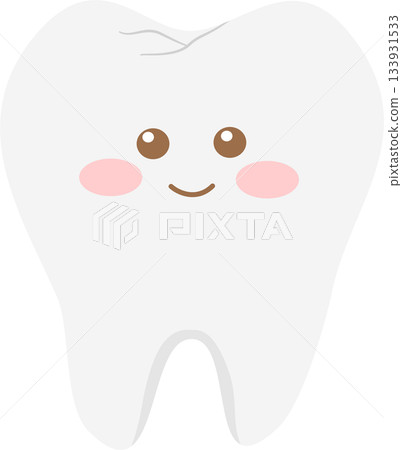 Cute white tooth cartoon illustration with adorable face Cute white tooth cartoon illustration with adorable face 133931533