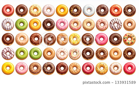 甜甜圈圖示集 | 插圖甜點素材 133931589