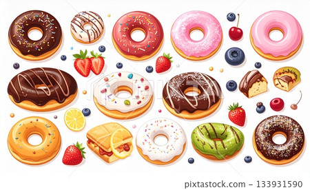 甜甜圈圖示集 | 插圖甜點素材 甜甜圈圖示集 | 插圖甜點素材 133931590