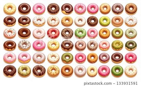 甜甜圈圖示集 | 插圖甜點素材 133931591