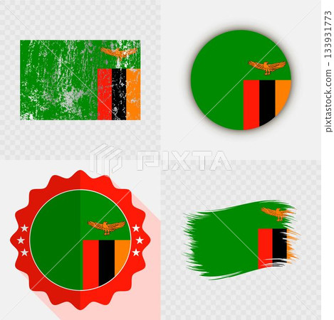 Zambia National Flag Icon Collection. 133931773