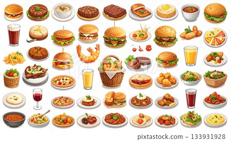 西式食品菜單圖示集 | 插圖食品素材 133931928