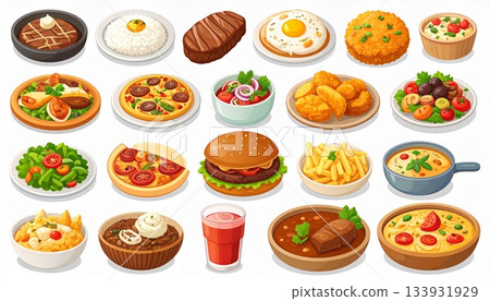 西式食品菜單圖示集 | 插圖食品素材 133931929
