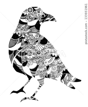 用鋼筆畫的烏鴉 133931961