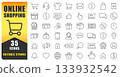Online Shopping Line Icon Set Offers Clean, Modern, And Editable Stroke Symbols Designed For E-Commerce, Delivery, And Digital Retail Projects, Providing Clear Visuals For Web, Apps. Vector Icons. 133932542
