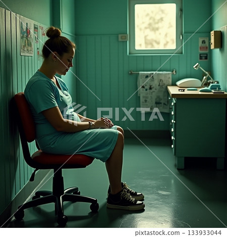 Quiet reflection in a bright room during a solitary moment Generative AI 133933044