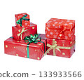Gift boxes for Christmas holiday are insulated on a white background 133933566