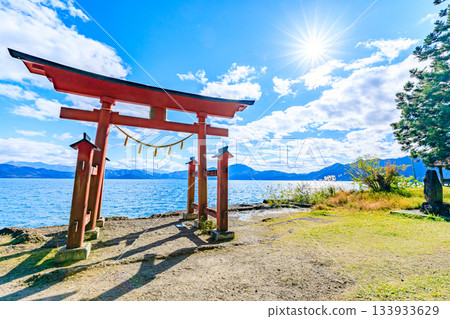 Autumn at Gozanoishi Shrine Torii Gate, Semboku City, Akita Prefecture Autumn at Gozanoishi Shrine Torii Gate, Semboku City, Akita Prefecture 133933629