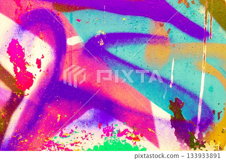 Vibrant Graffiti Art with Neon Purple Blue Orange for 90s Street Aesthetic 133933891
