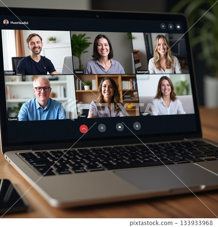 AI generated Virtual meeting featuring diverse team members collaborating on projects AI generated Virtual meeting featuring diverse team members collaborating on projects 133933968