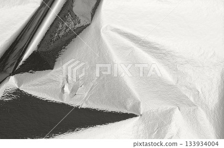 Cloud Dancer, lofty textured white for 2026. Foil background, wrinkled glossy backdrop.. Cloud Dancer, lofty textured white for 2026. Foil background, wrinkled glossy backdrop.. 133934004