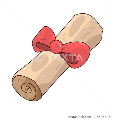 illustration of Diploma Scroll illustration of Diploma Scroll 133934260