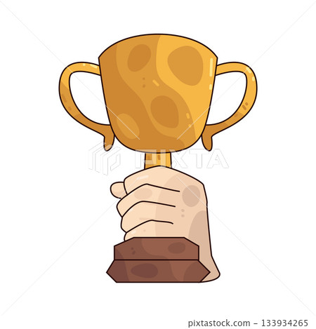 illustration of Hand holding Trophy illustration of Hand holding Trophy 133934265