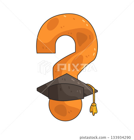 illustration of Question Mark with Graduation Cap 133934290