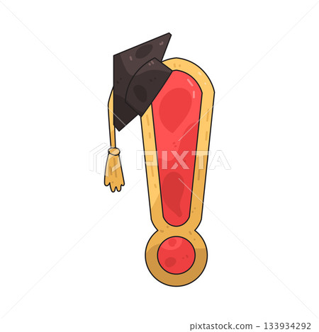 illustration of Exclamation Mark with Graduation Cap 133934292
