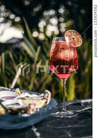 red wine sangria and spanish galician seafood snacks at sunset in santiago de compostela spain red wine sangria and spanish galician seafood snacks at sunset in santiago de compostela spain 133934302
