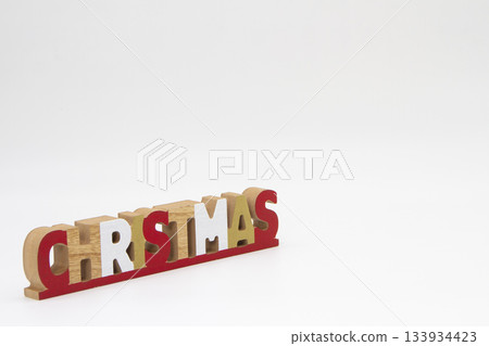 "CHRISTMAS" lettering figurine and white background - Christmas, winter, event concept "CHRISTMAS" lettering figurine and white background - Christmas, winter, event concept 133934423