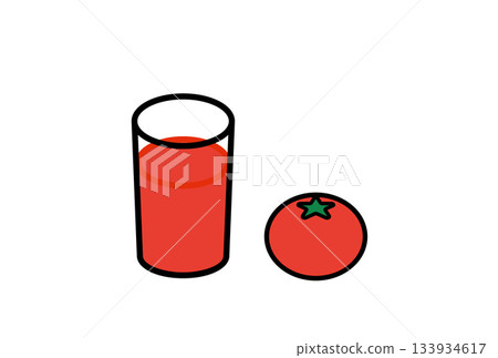 Illustration of tomato juice and one tomato Illustration of tomato juice and one tomato 133934617