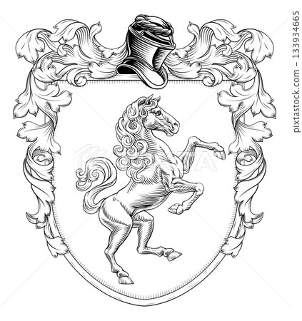 Coat of Arms Crest Horse Heraldic Medieval Shield 133934665