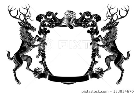 Heraldry Stag Deer Coat of Arms Heraldic Shield Heraldry Stag Deer Coat of Arms Heraldic Shield 133934670