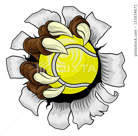 Tennis Ball Claw Cartoon Monster Animal Hand Tennis Ball Claw Cartoon Monster Animal Hand 133934671