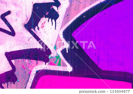 Vibrant Graffiti Art in Neon Pink and Purple for Urban 90s Aesthetic 133934977