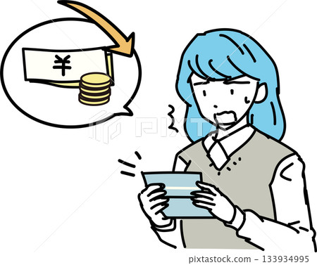 Asset formation_Woman shocked at seeing account balance in bankbook Asset formation_Woman shocked at seeing account balance in bankbook 133934995