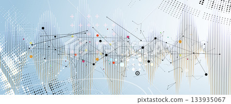 Futuristic molecule science background with hexagons, DNA strands, connected neural web Futuristic molecule science background with hexagons, DNA strands, connected neural web 133935067