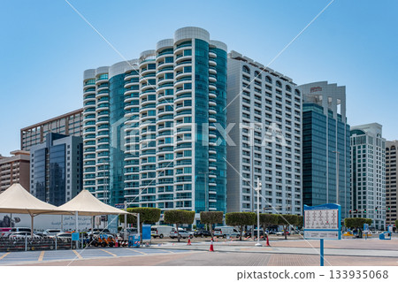 New modern Apartments in residential complex, Abu Dhabi urban skyline and modern buildings New modern Apartments in residential complex, Abu Dhabi urban skyline and modern buildings 133935068