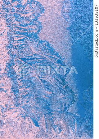 Ice texture on the frozen glass. Abstract background. Gradient color 133935107